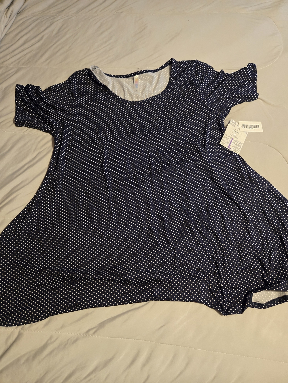 LuLaRoe Navy Blue Polka Dot Perfect Tee